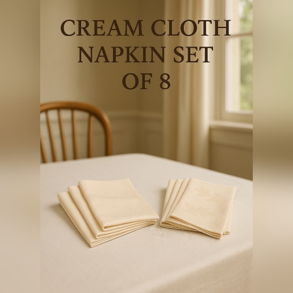 Elegant Cloth Cream Napkin, linen/cotton blend, Set of 8
